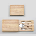 Rectangular Wood Cheese Board w/ 3pcs Wood Handle Utensils